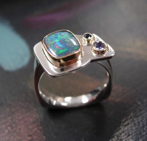 Sterling, 18k Opal Ring