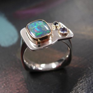 Sterling, 18k Opal Ring