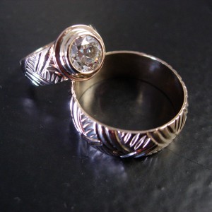 14k Chased Wedding Set