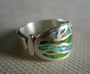 Champleve’ Ring: Sterling & Fine Silver