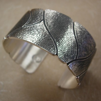 Sterling Cuff: Matted and Chased
