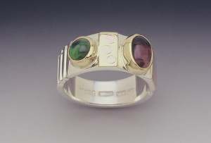 Sterling, 22K and Tourmaline Ring