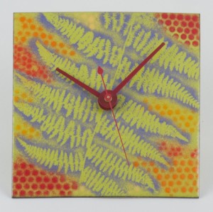 Fern Clock, Green / Red Enamel