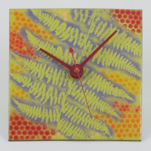 Fern Clock, Green / Red Enamel